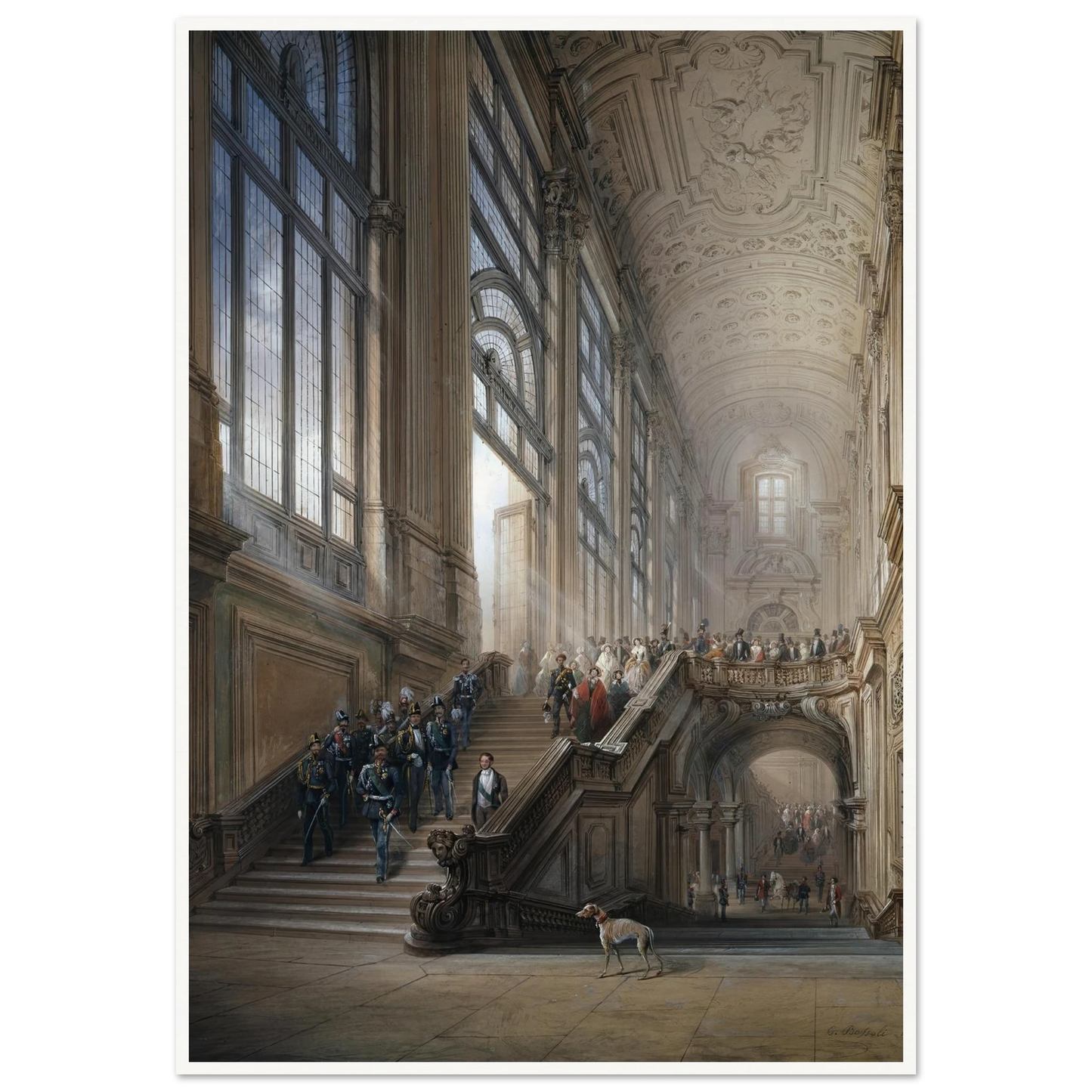 King Victor Emanuel II and Camillo Cavour at the opening of the’ Senato Subalpino’ (1853) Art Print | Carlo Bossoli - Framed Poster - 30x40 cm / 12x16″ - Black frame