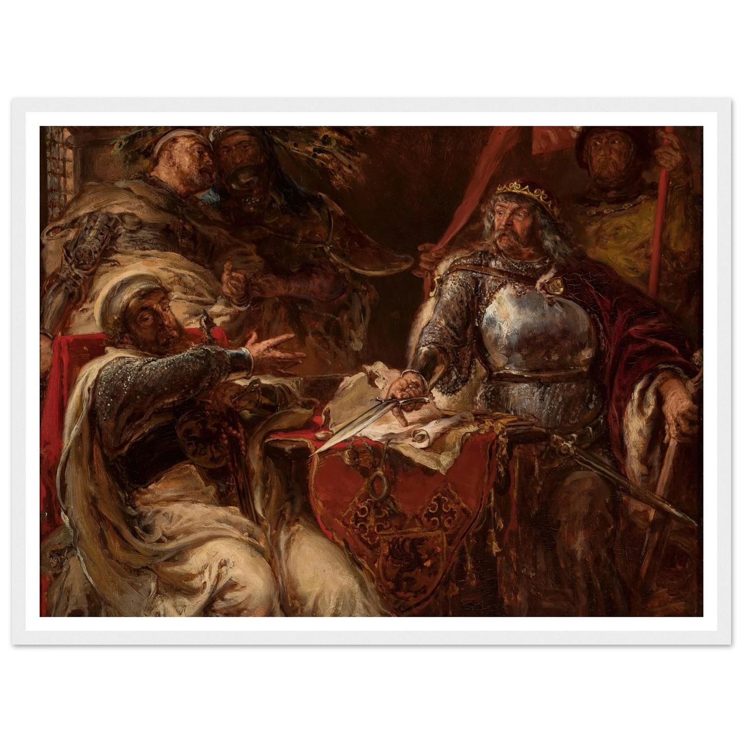 King Władysław Łokietek breaks negotiations with the Teutonic Knights (1879) Art Print | Jan Matejko - Framed Poster - 30x40 cm / 12x16″ - Black frame