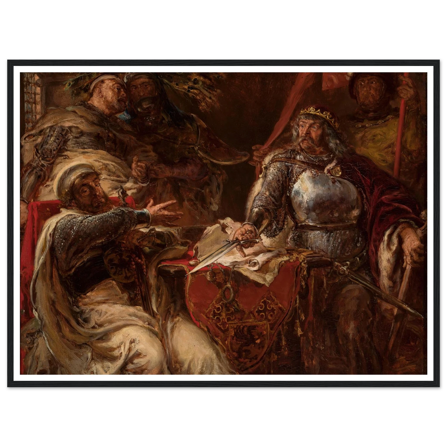 King Władysław Łokietek breaks negotiations with the Teutonic Knights (1879) Art Print | Jan Matejko - Framed Poster - 30x40 cm / 12x16″ - Black frame