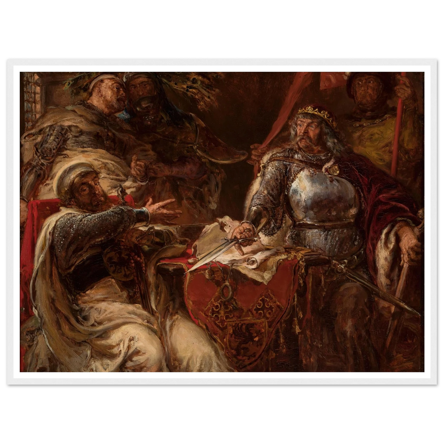 King Władysław Łokietek breaks negotiations with the Teutonic Knights (1879) Art Print | Jan Matejko - Framed Poster - 30x40 cm / 12x16″ - Black frame