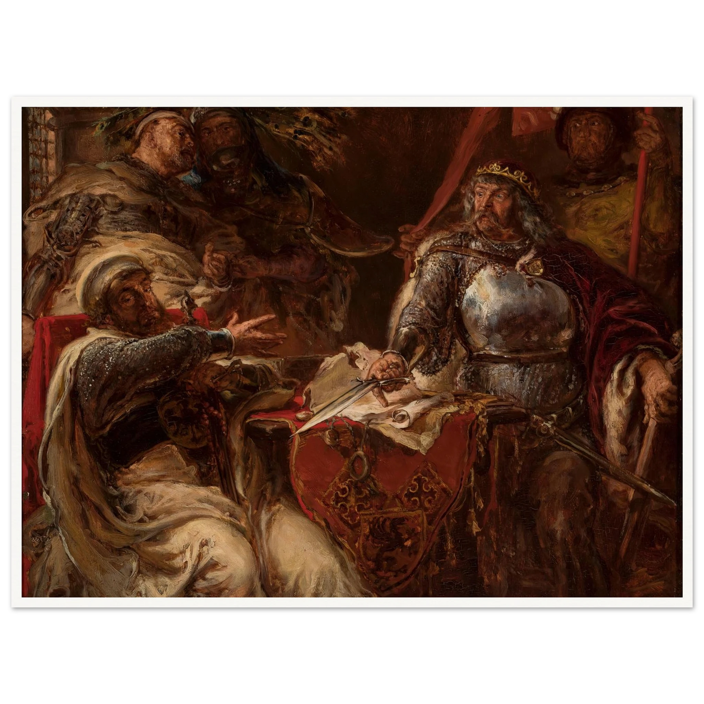 King Władysław Łokietek breaks negotiations with the Teutonic Knights (1879) Art Print | Jan Matejko - Framed Poster - 30x40 cm / 12x16″ - Black frame