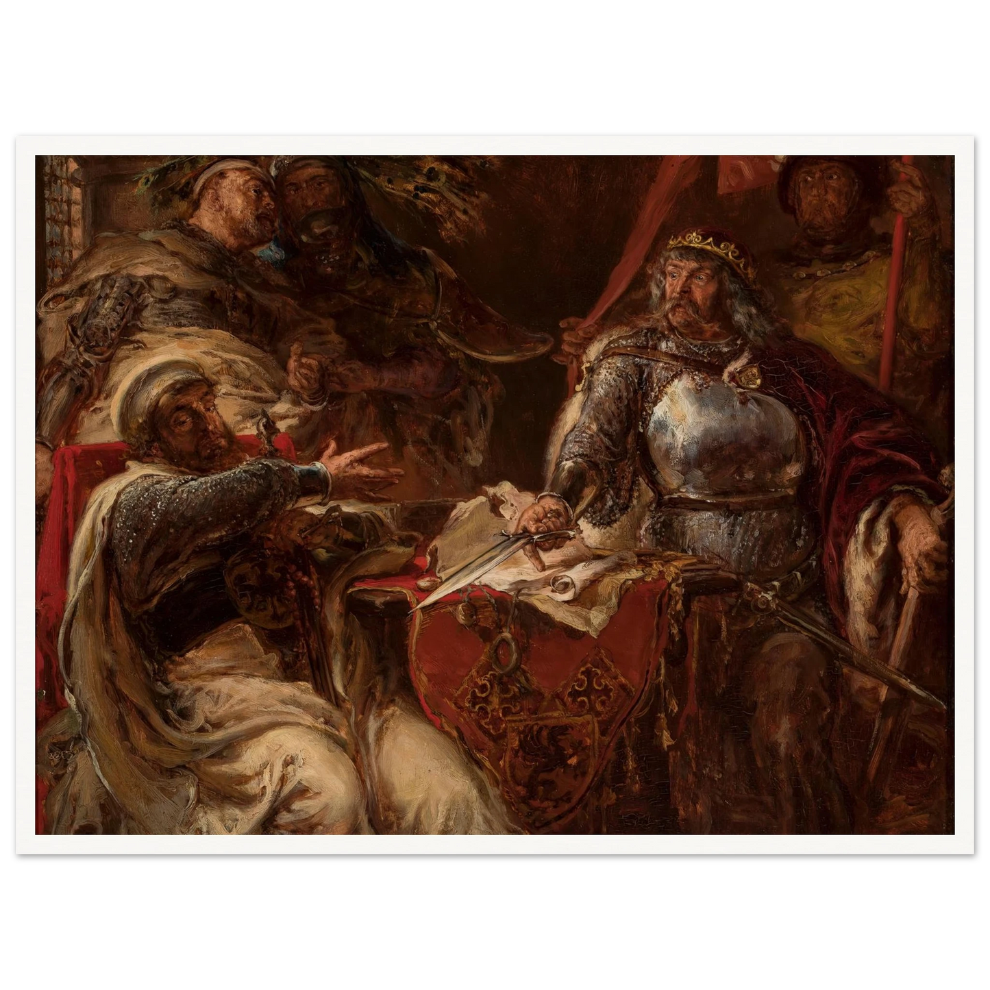 King Władysław Łokietek breaks negotiations with the Teutonic Knights (1879) Art Print | Jan Matejko - Framed Poster - 30x40 cm / 12x16″ - Black frame