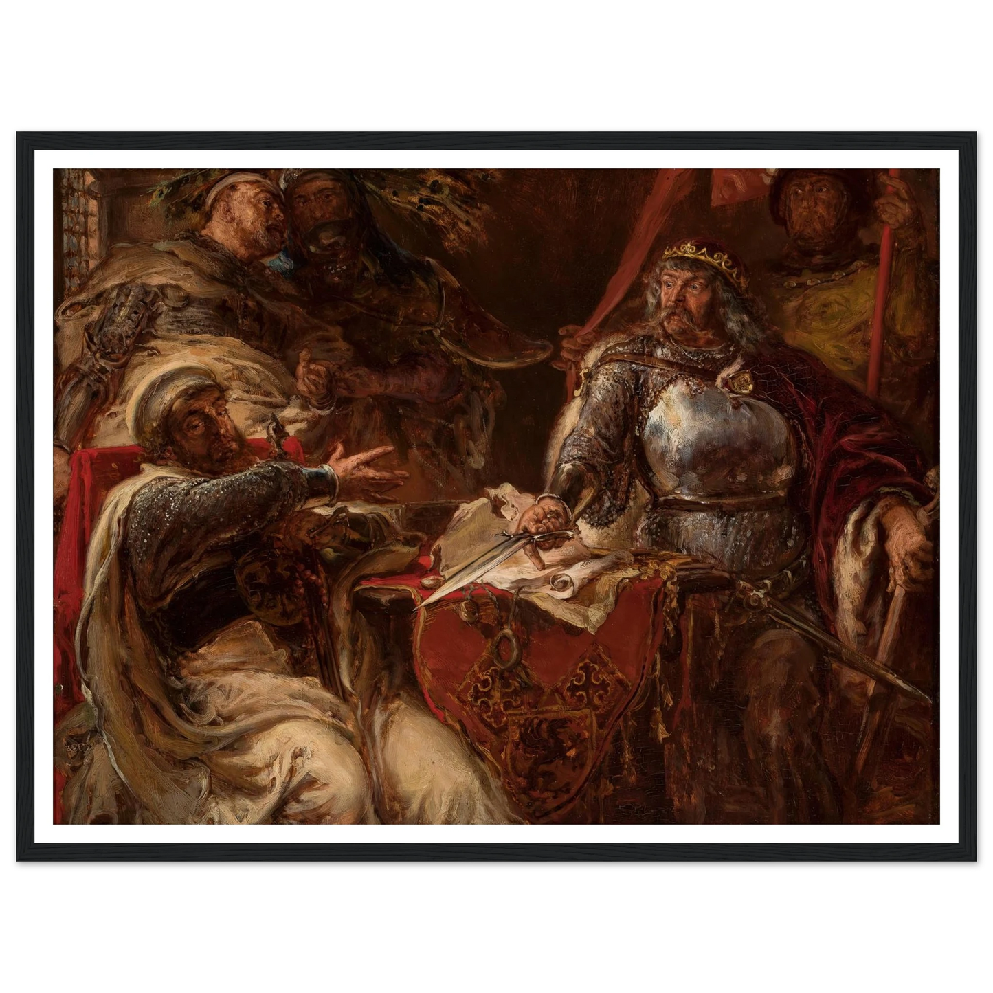 King Władysław Łokietek breaks negotiations with the Teutonic Knights (1879) Art Print | Jan Matejko - Framed Poster - 30x40 cm / 12x16″ - Black frame