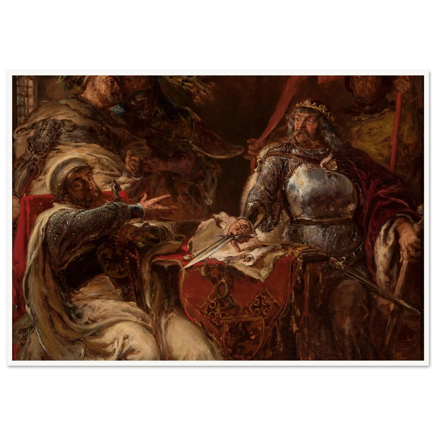 King Władysław Łokietek breaks negotiations with the Teutonic Knights (1879) Art Print | Jan Matejko - Framed Poster - 30x40 cm / 12x16″ - Black frame