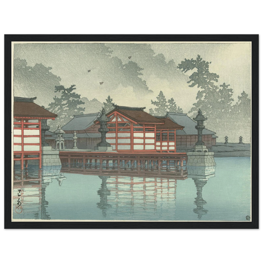 Kiri no Miyajima (Miyajima in mist) (1947) Art Print | Kawase Hasui - Framed Poster - 30x40 cm / 12x16″ - Black frame