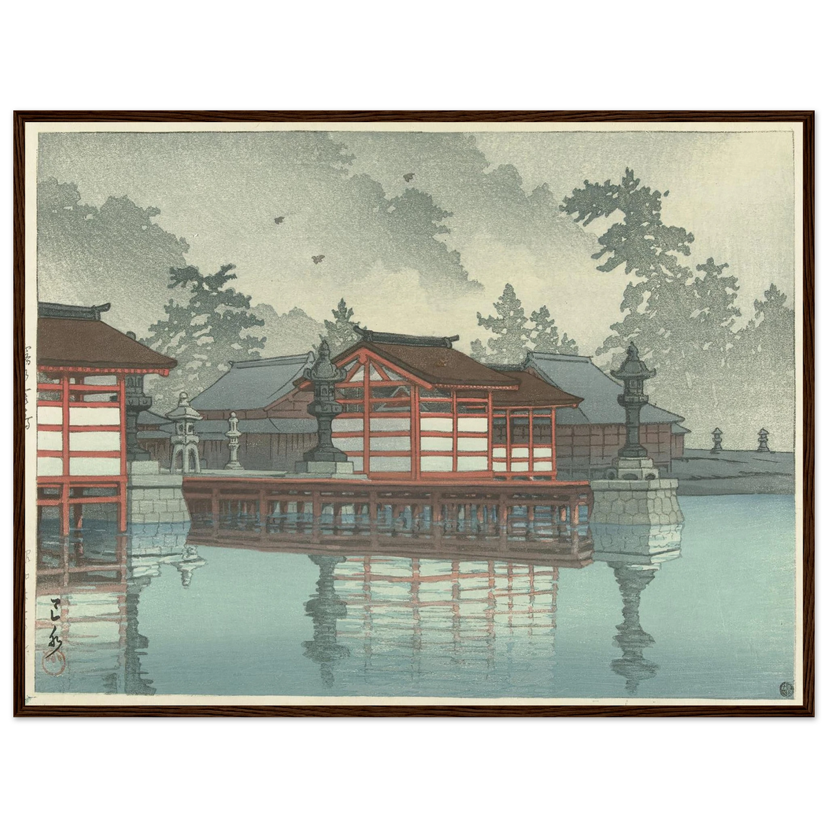 Kiri no Miyajima (Miyajima in mist) (1947) Art Print | Kawase Hasui - Framed Poster - 30x40 cm / 12x16″ - Black frame