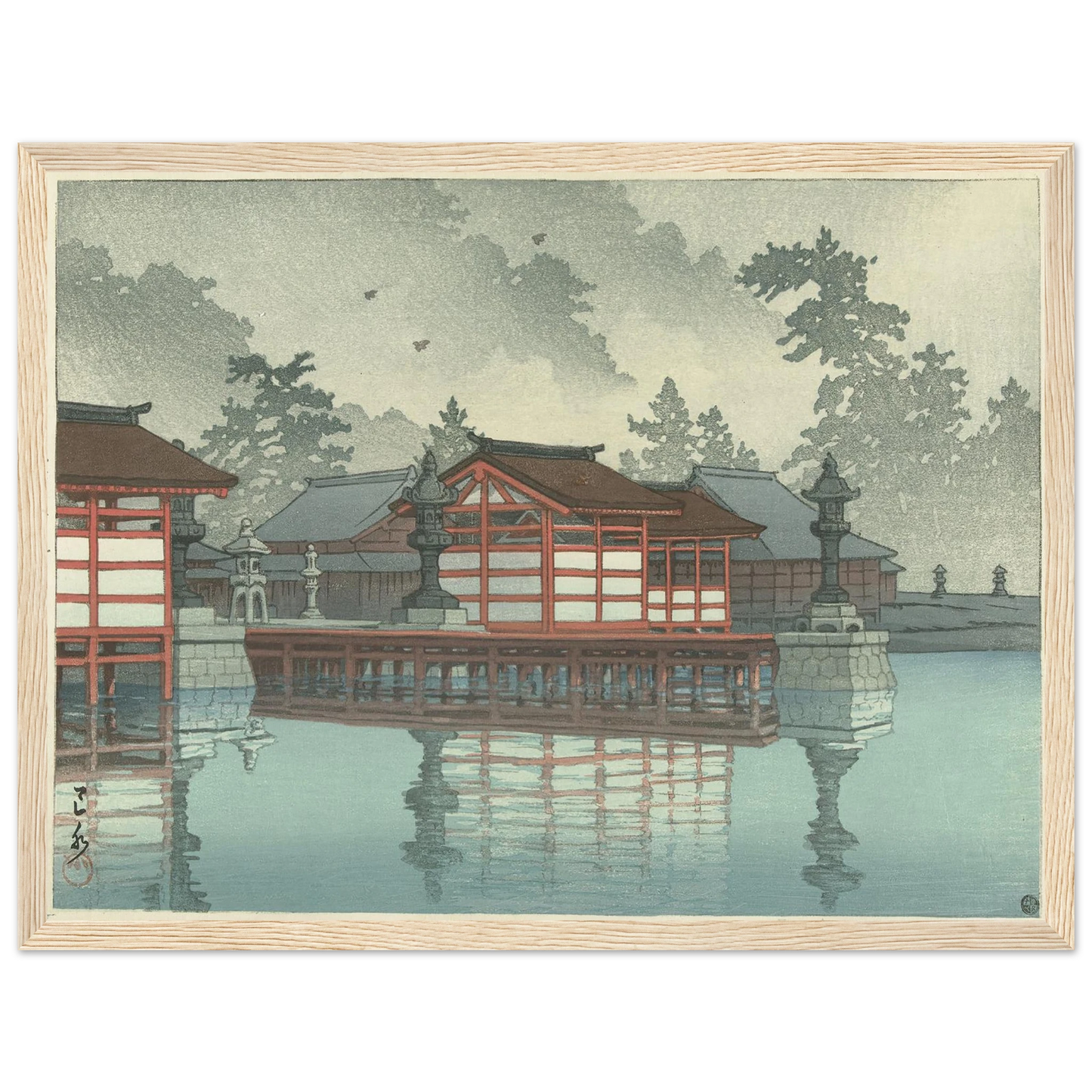 Kiri no Miyajima (Miyajima in mist) (1947) Art Print | Kawase Hasui - Framed Poster - 30x40 cm / 12x16″ - Black frame