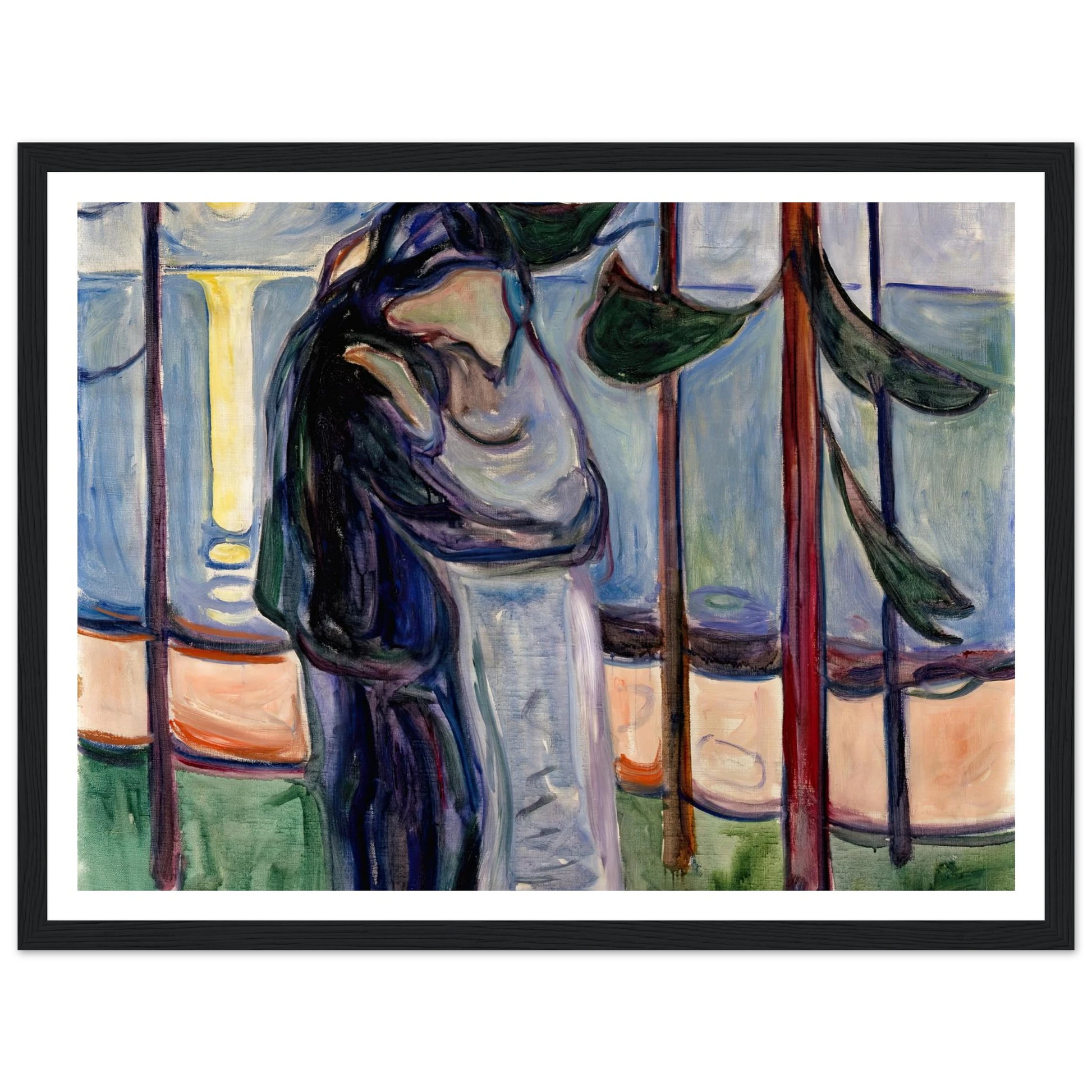 Kiss on the Beach (1921) Art Print | Edvard Munch - Framed Poster - 30x40 cm / 12x16″ - Black frame