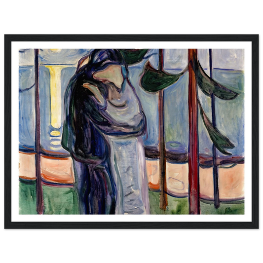 Kiss on the Beach (1921) Art Print | Edvard Munch - Framed Poster - 30x40 cm / 12x16″ - Black frame