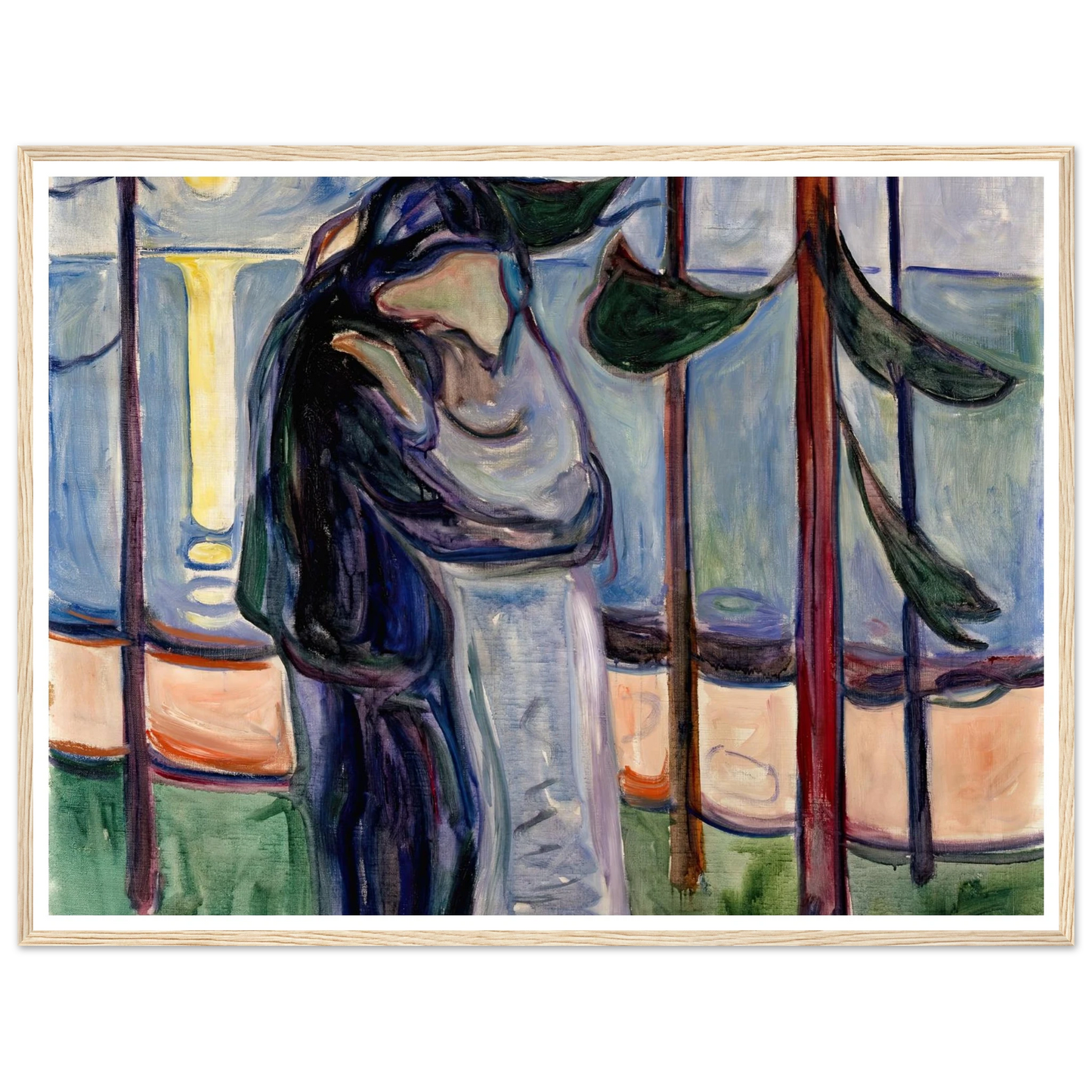 Kiss on the Beach (1921) Art Print | Edvard Munch - Framed Poster - 30x40 cm / 12x16″ - Black frame