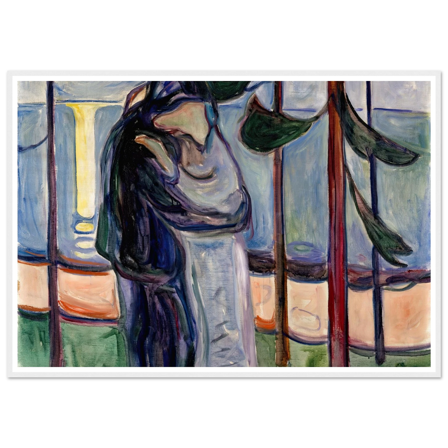 Kiss on the Beach (1921) Art Print | Edvard Munch - Framed Poster - 30x40 cm / 12x16″ - Black frame