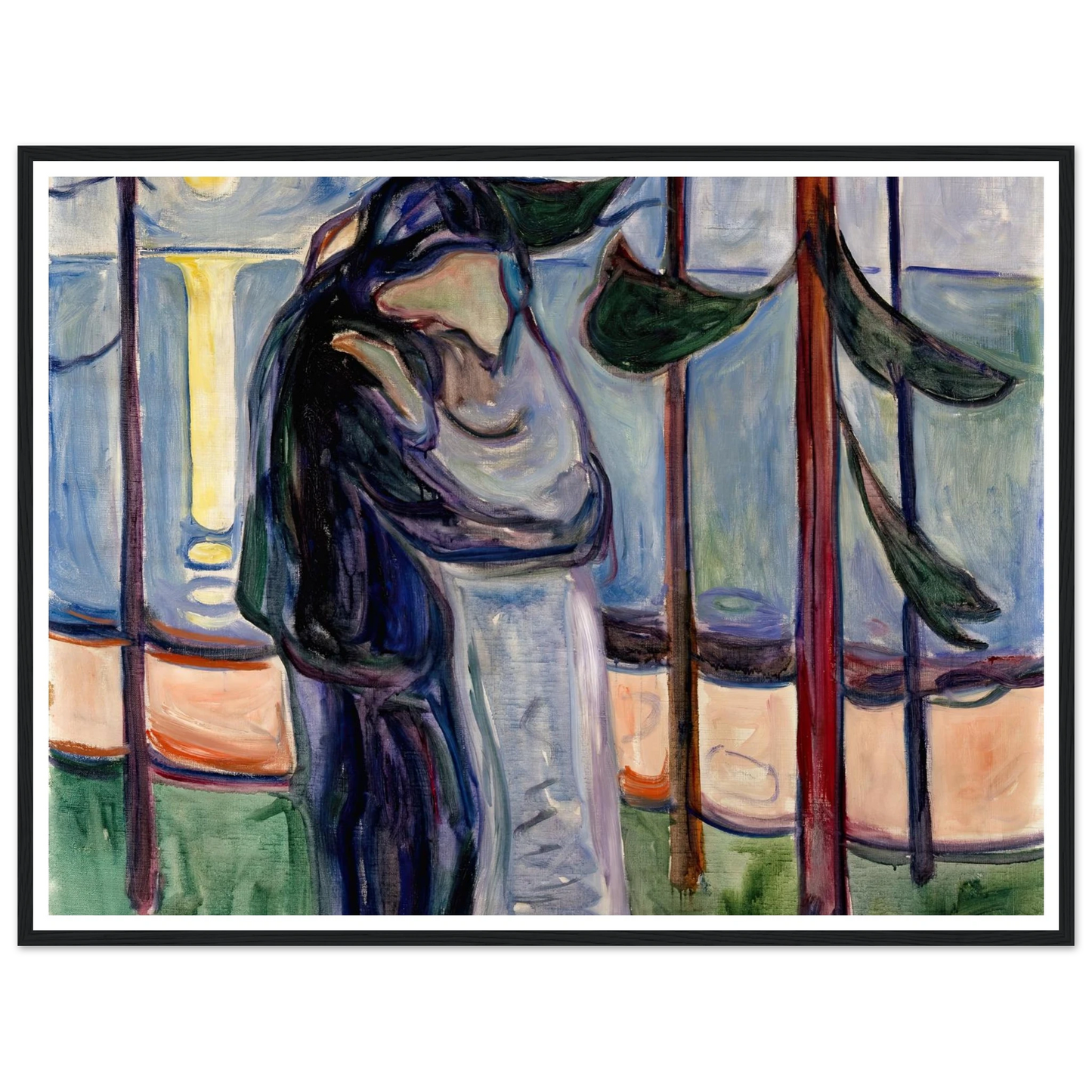 Kiss on the Beach (1921) Art Print | Edvard Munch - Framed Poster - 30x40 cm / 12x16″ - Black frame