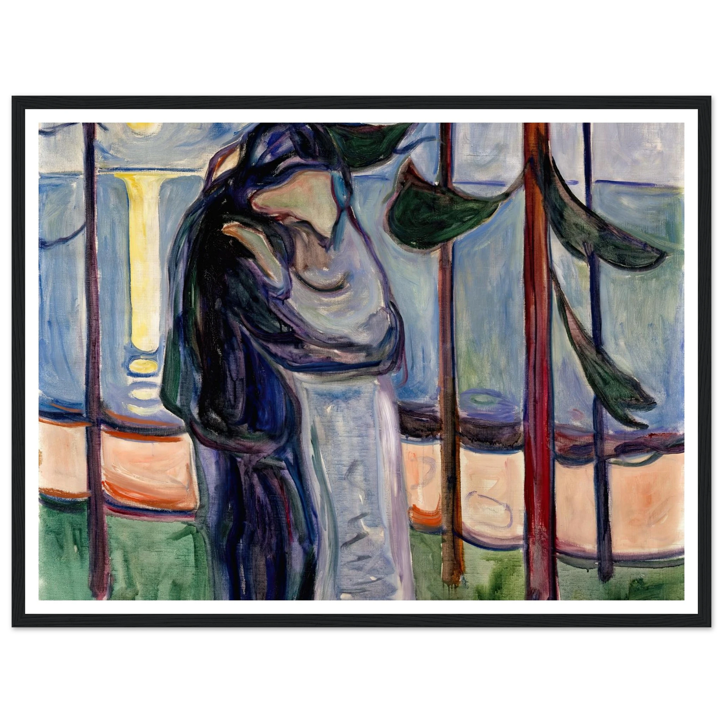 Kiss on the Beach (1921) Art Print | Edvard Munch - Framed Poster - 30x40 cm / 12x16″ - Black frame