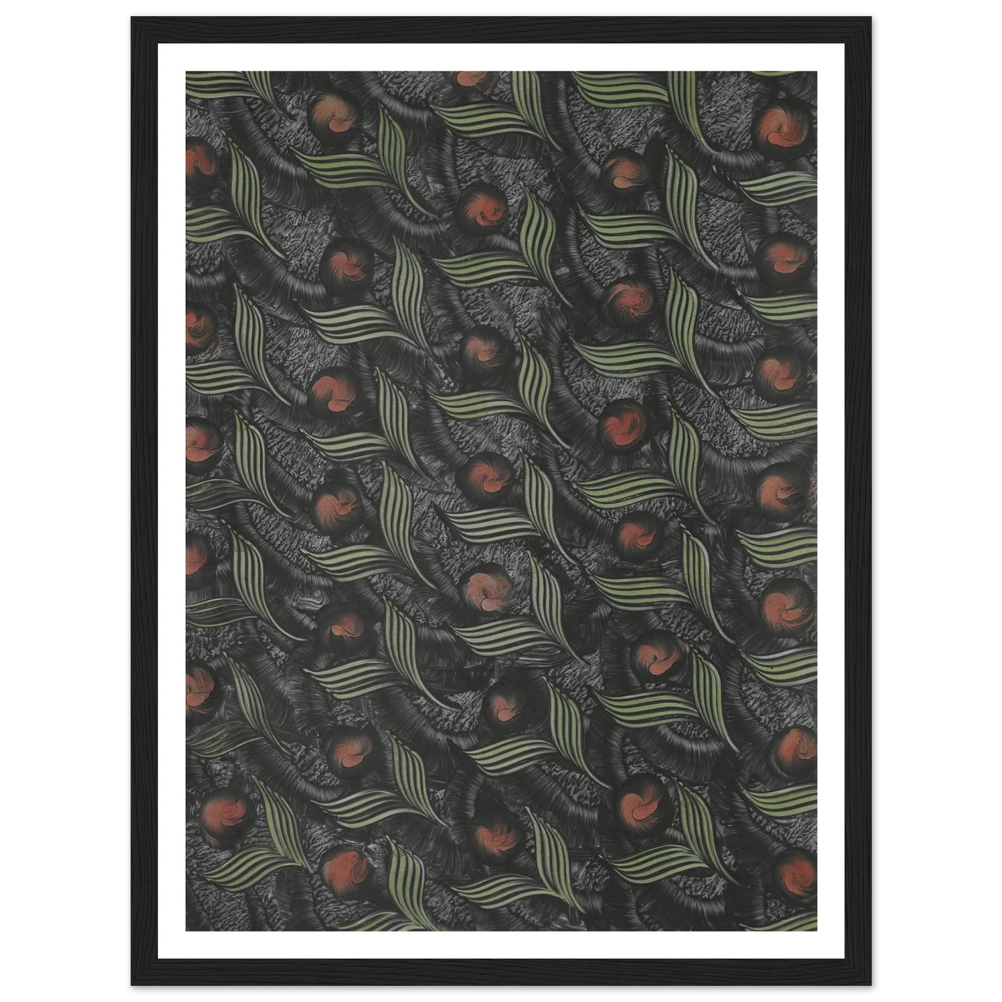 Kleisterpapier (mit Pfauenfedermotiven) (1890 - 1910) Art Print | Anker Kyster - Framed Poster - 30x40 cm / 12x16″ - Black frame