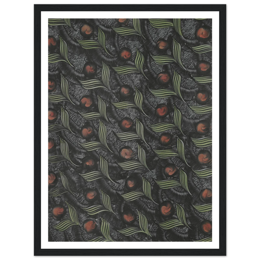 Kleisterpapier (mit Pfauenfedermotiven) (1890 - 1910) Art Print | Anker Kyster - Framed Poster - 30x40 cm / 12x16″ - Black frame