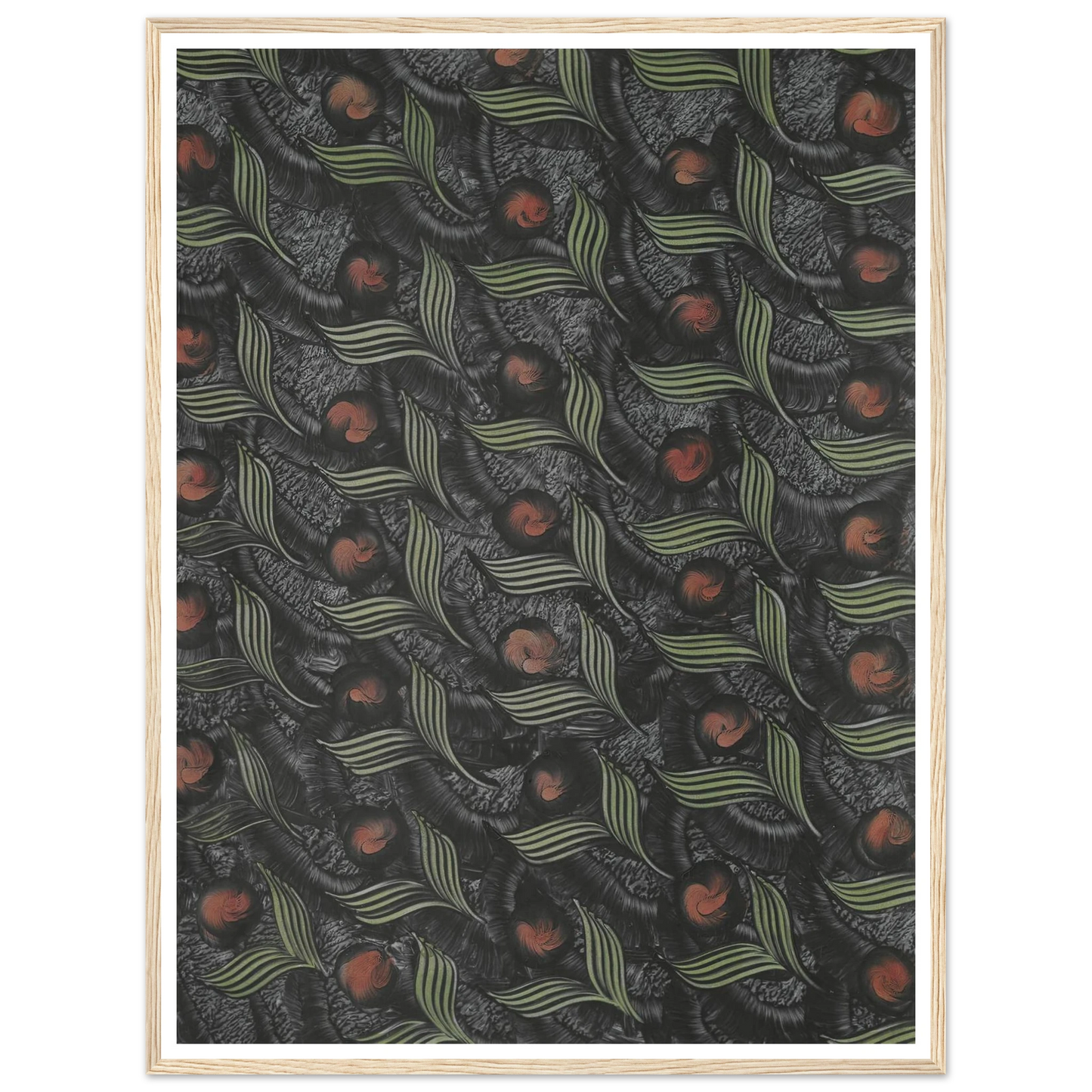 Kleisterpapier (mit Pfauenfedermotiven) (1890 - 1910) Art Print | Anker Kyster - Framed Poster - 30x40 cm / 12x16″ - Black frame