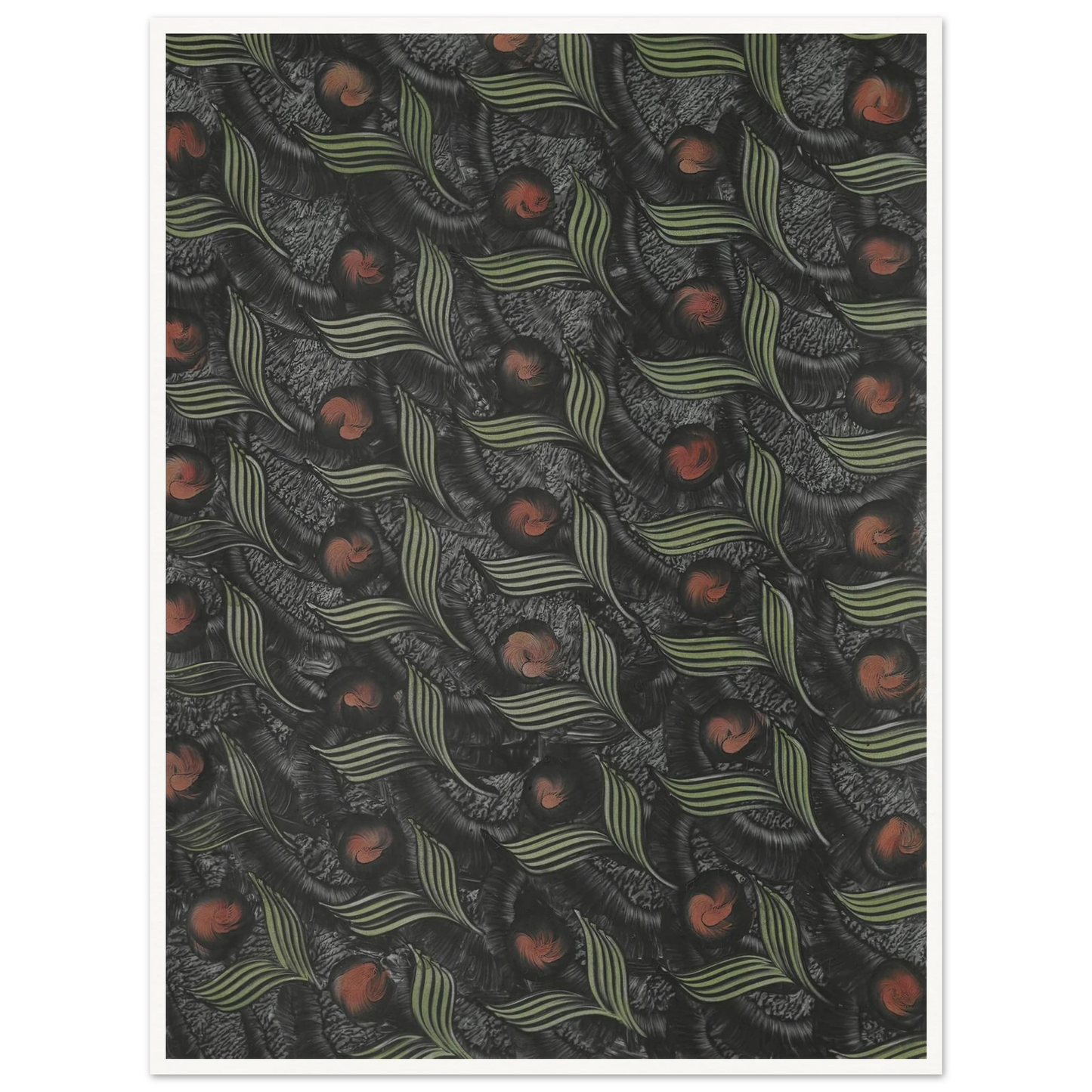 Kleisterpapier (mit Pfauenfedermotiven) (1890 - 1910) Art Print | Anker Kyster - Framed Poster - 30x40 cm / 12x16″ - Black frame