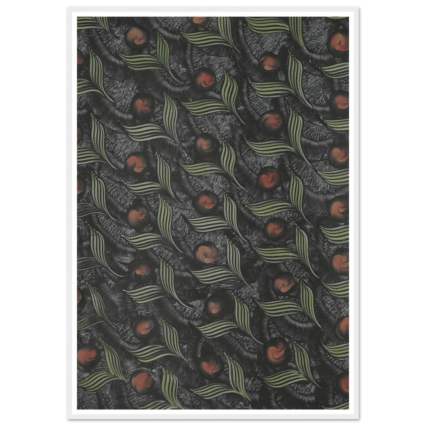 Kleisterpapier (mit Pfauenfedermotiven) (1890 - 1910) Art Print | Anker Kyster - Framed Poster - 30x40 cm / 12x16″ - Black frame