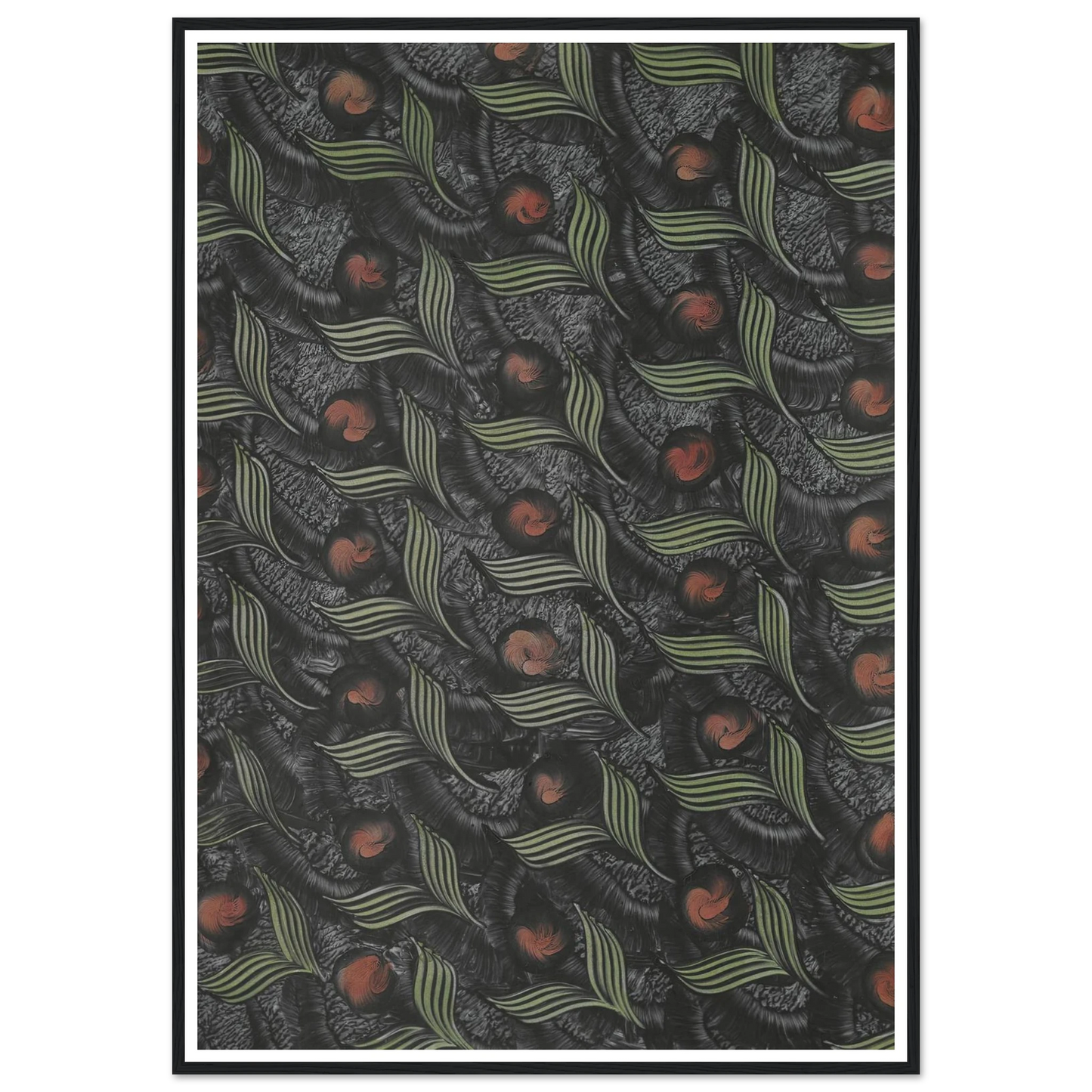 Kleisterpapier (mit Pfauenfedermotiven) (1890 - 1910) Art Print | Anker Kyster - Framed Poster - 30x40 cm / 12x16″ - Black frame