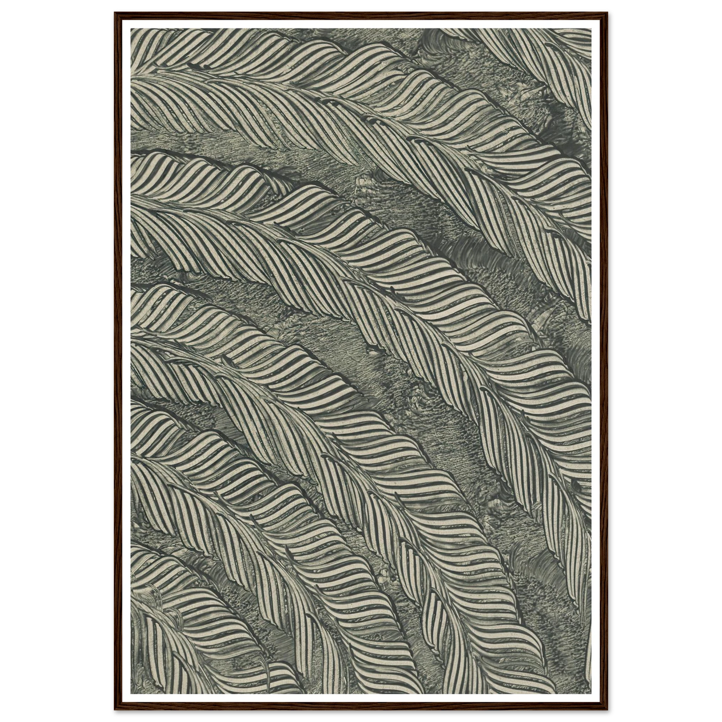 Kleisterpapier mit Verdrängungsdekor (Federn) (1890) Art Print | Anker Kyster - Framed Poster - 30x40 cm / 12x16″ - Black frame