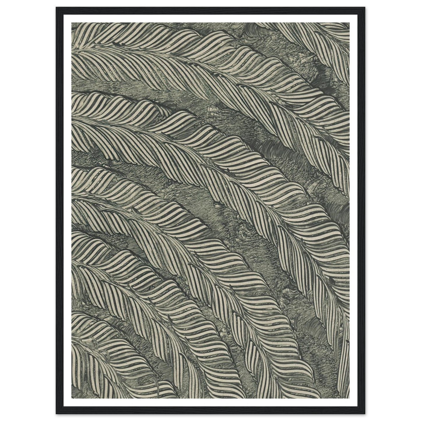 Kleisterpapier mit Verdrängungsdekor (Federn) (1890) Art Print | Anker Kyster - Framed Poster - 30x40 cm / 12x16″ - Black frame