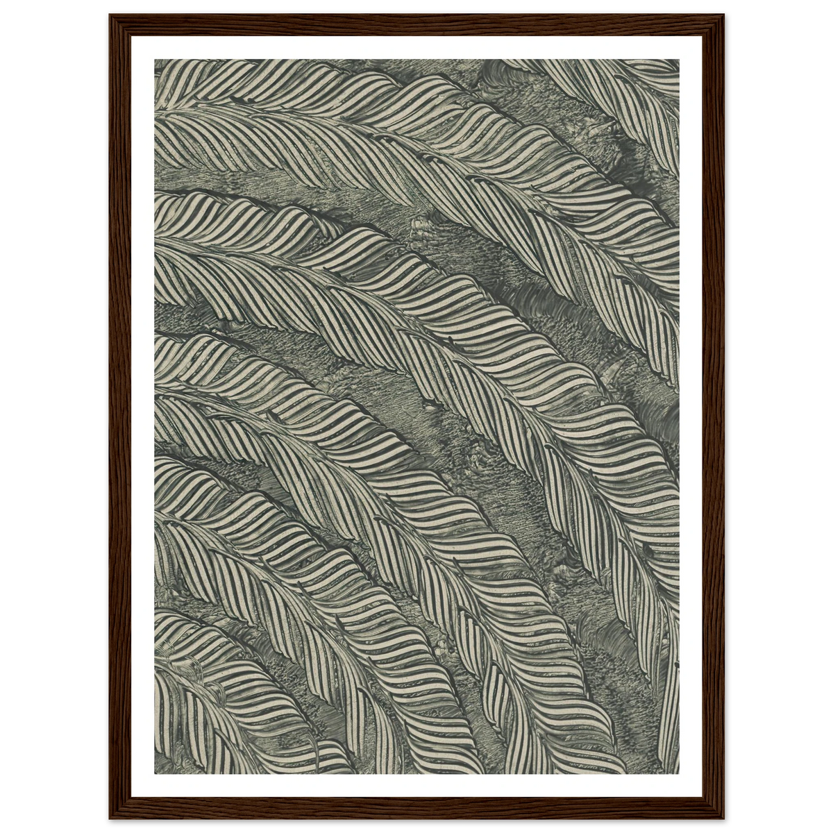 Kleisterpapier mit Verdrängungsdekor (Federn) (1890) Art Print | Anker Kyster - Framed Poster - 30x40 cm / 12x16″ - Black frame