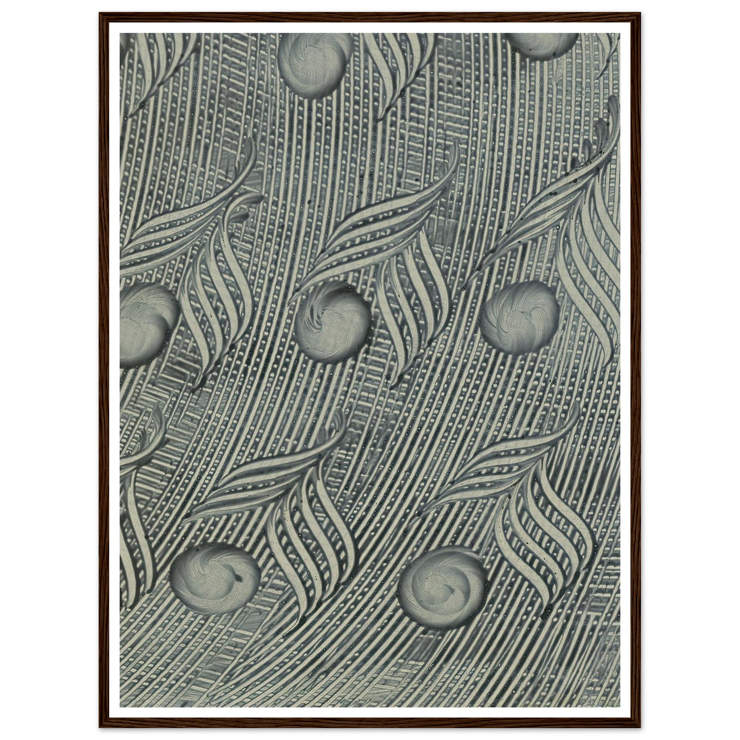 Kleisterpapier mit Verdrängungsdekor (Pfauenfedern) (1890) Art Print | Anker Kyster - Framed Poster - 30x40 cm / 12x16″ - Black frame