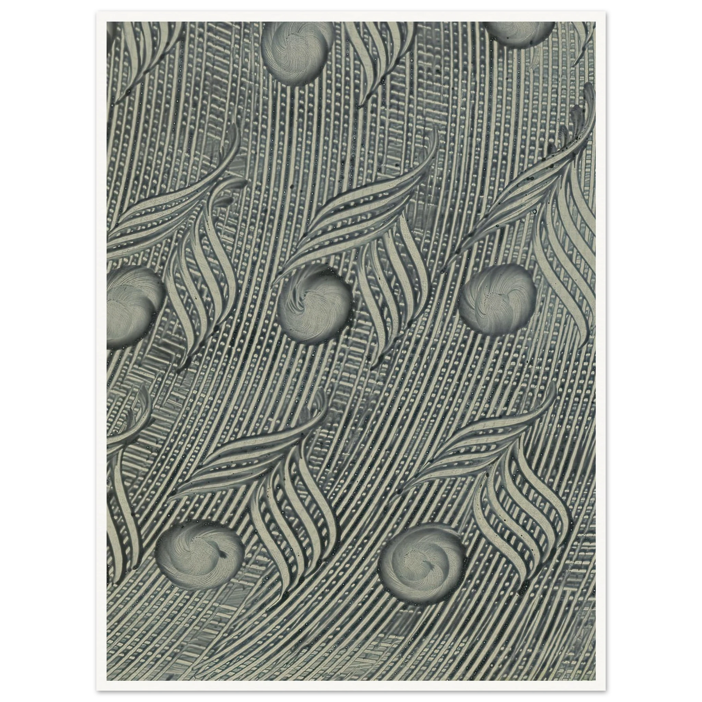 Kleisterpapier mit Verdrängungsdekor (Pfauenfedern) (1890) Art Print | Anker Kyster - Framed Poster - 30x40 cm / 12x16″ - Black frame