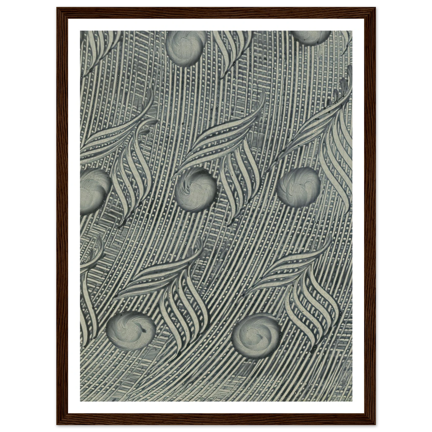 Kleisterpapier mit Verdrängungsdekor (Pfauenfedern) (1890) Art Print | Anker Kyster - Framed Poster - 30x40 cm / 12x16″ - Black frame