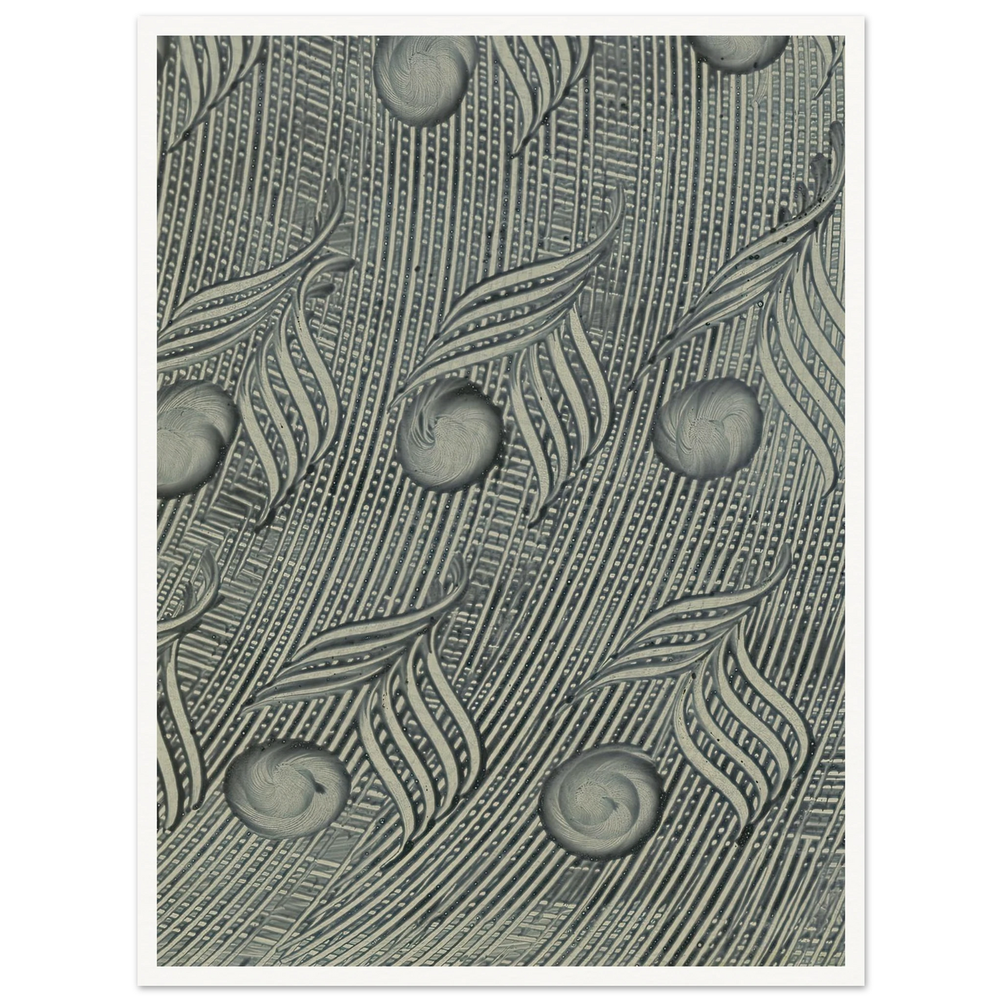 Kleisterpapier mit Verdrängungsdekor (Pfauenfedern) (1890) Art Print | Anker Kyster - Framed Poster - 30x40 cm / 12x16″ - Black frame