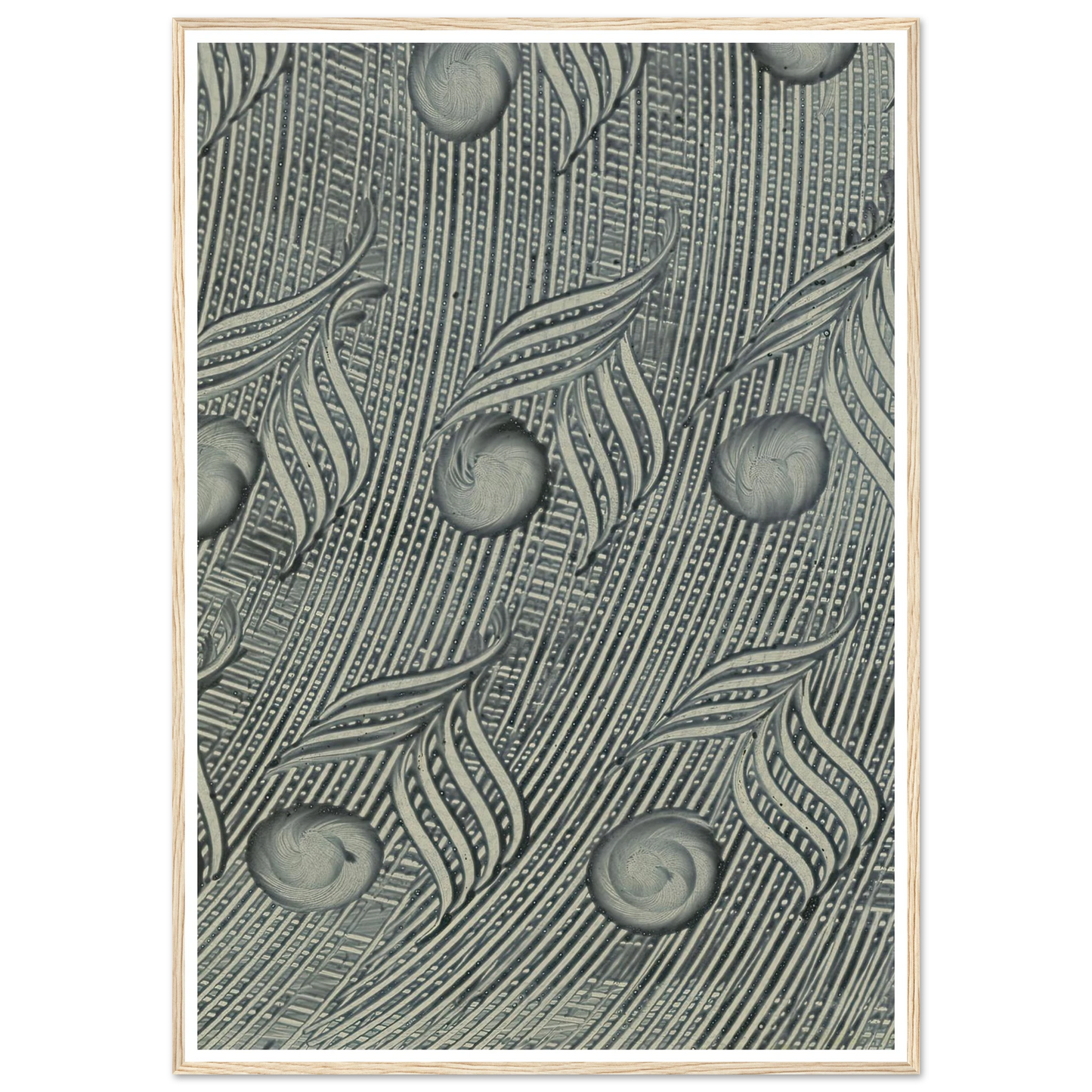 Kleisterpapier mit Verdrängungsdekor (Pfauenfedern) (1890) Art Print | Anker Kyster - Framed Poster - 30x40 cm / 12x16″ - Black frame