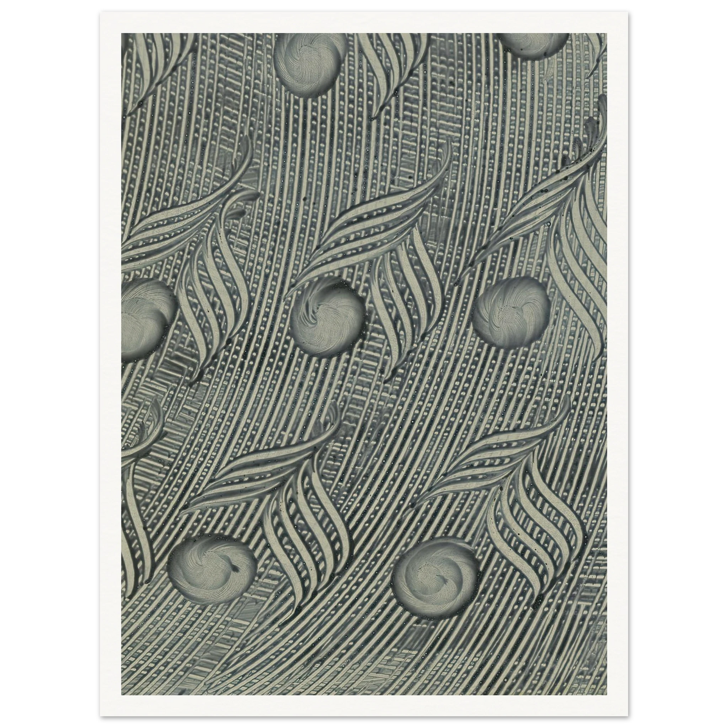 Kleisterpapier mit Verdrängungsdekor (Pfauenfedern) (1890) Art Print | Anker Kyster - Framed Poster - 30x40 cm / 12x16″ - Black frame