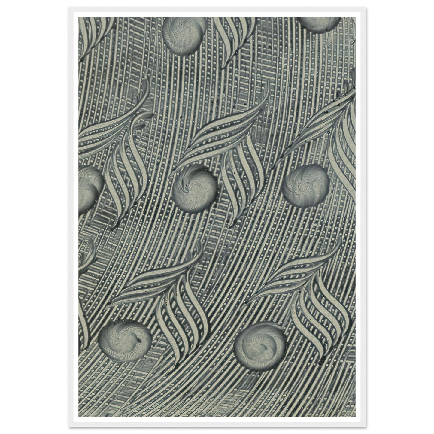 Kleisterpapier mit Verdrängungsdekor (Pfauenfedern) (1890) Art Print | Anker Kyster - Framed Poster - 30x40 cm / 12x16″ - Black frame