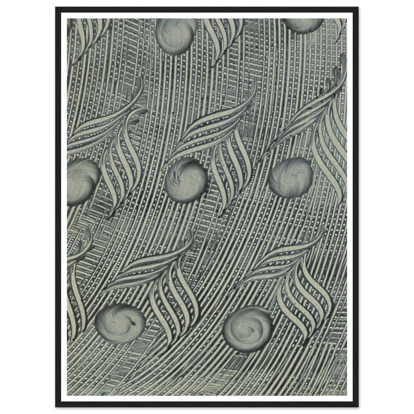 Kleisterpapier mit Verdrängungsdekor (Pfauenfedern) (1890) Art Print | Anker Kyster - Framed Poster - 30x40 cm / 12x16″ - Black frame