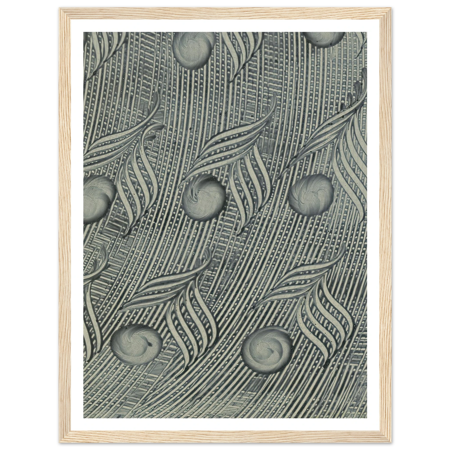 Kleisterpapier mit Verdrängungsdekor (Pfauenfedern) (1890) Art Print | Anker Kyster - Framed Poster - 30x40 cm / 12x16″ - Black frame