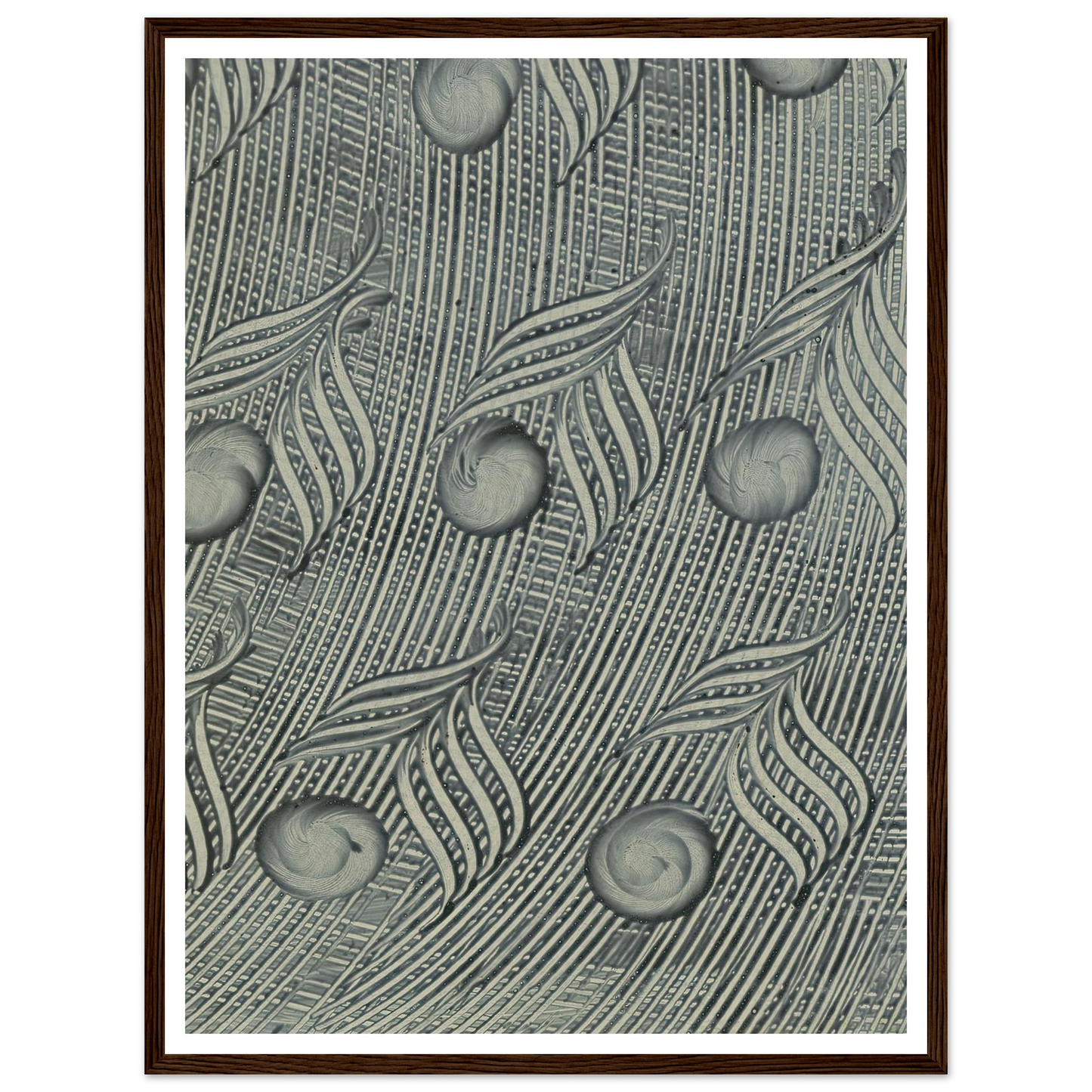 Kleisterpapier mit Verdrängungsdekor (Pfauenfedern) (1890) Art Print | Anker Kyster - Framed Poster - 30x40 cm / 12x16″ - Black frame