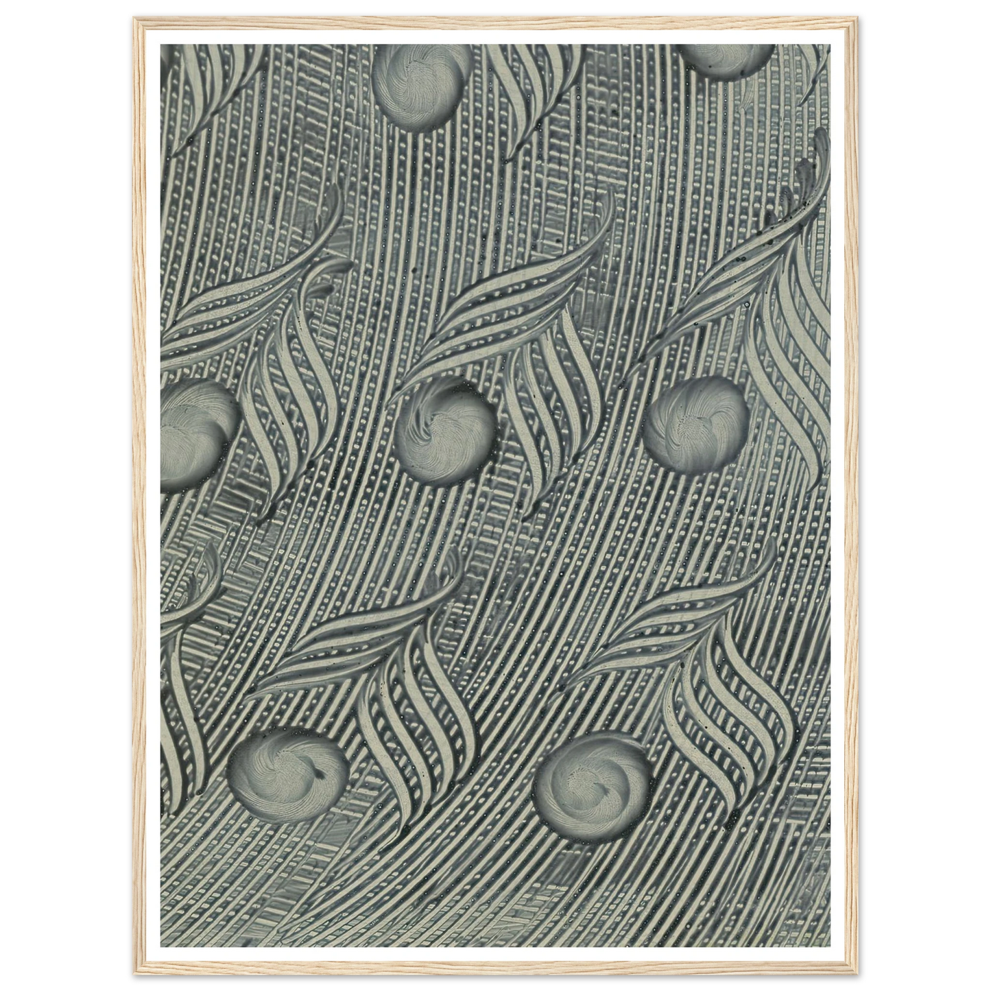 Kleisterpapier mit Verdrängungsdekor (Pfauenfedern) (1890) Art Print | Anker Kyster - Framed Poster - 30x40 cm / 12x16″ - Black frame