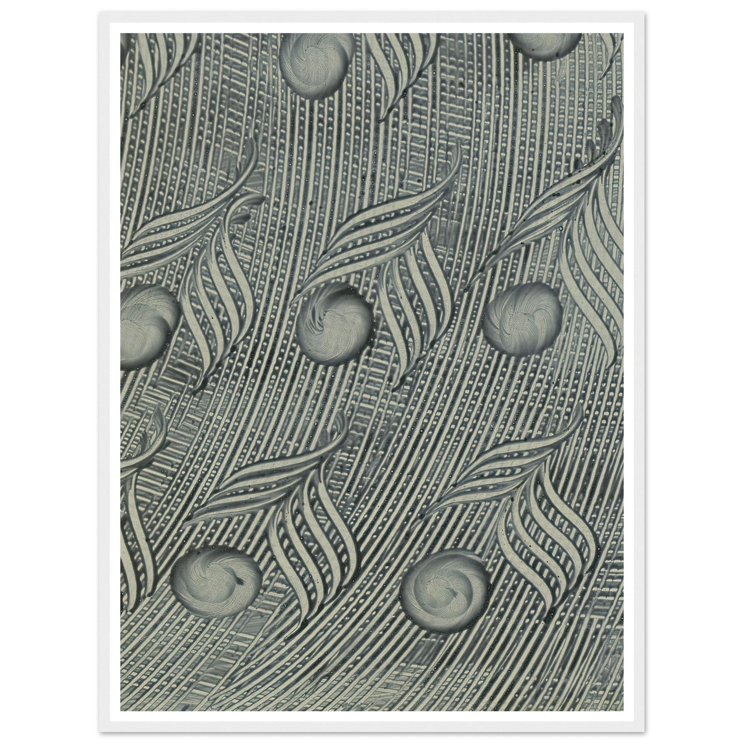 Kleisterpapier mit Verdrängungsdekor (Pfauenfedern) (1890) Art Print | Anker Kyster - Framed Poster - 30x40 cm / 12x16″ - Black frame