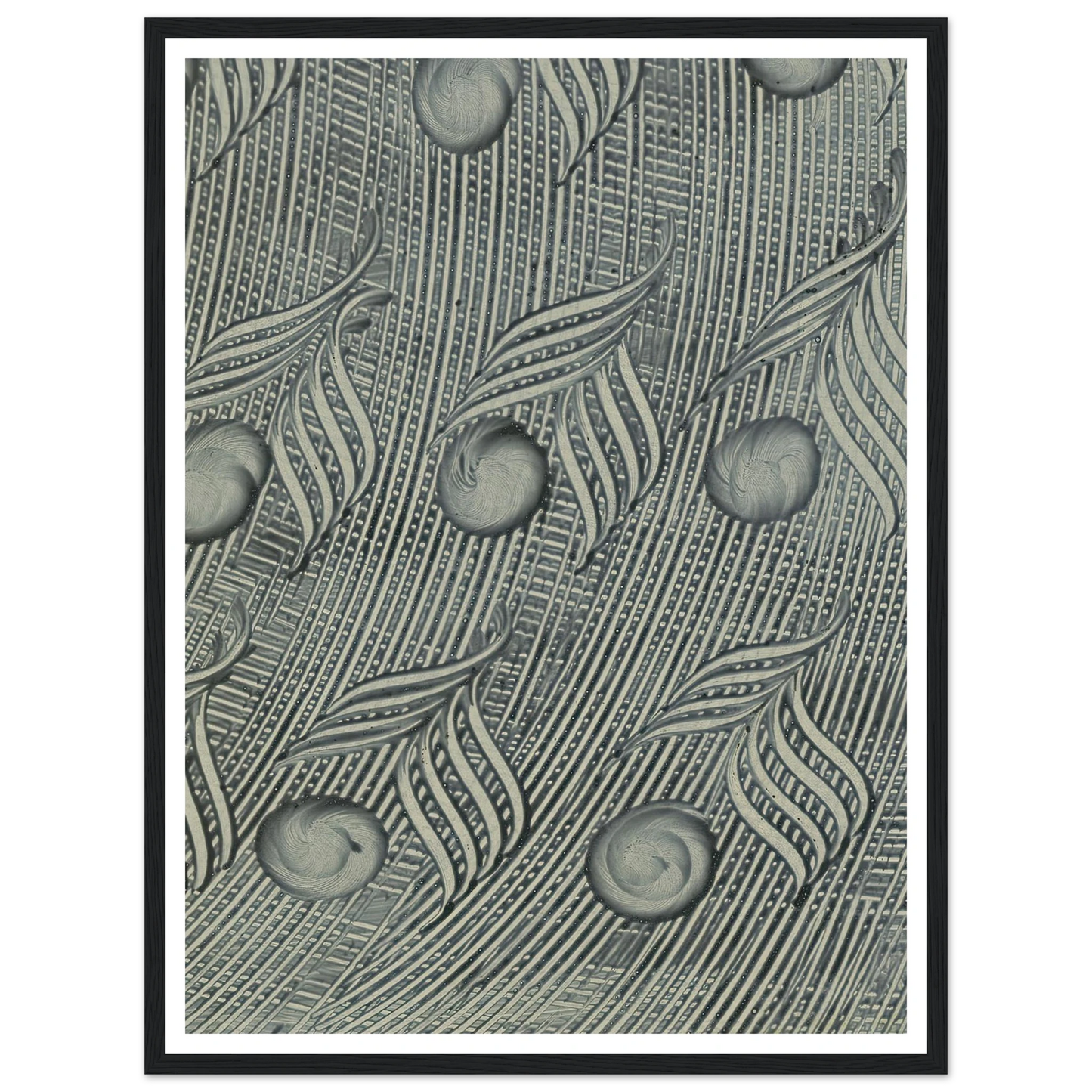 Kleisterpapier mit Verdrängungsdekor (Pfauenfedern) (1890) Art Print | Anker Kyster - Framed Poster - 30x40 cm / 12x16″ - Black frame