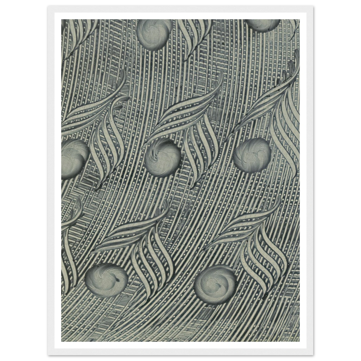 Kleisterpapier mit Verdrängungsdekor (Pfauenfedern) (1890) Art Print | Anker Kyster - Framed Poster - 30x40 cm / 12x16″ - Black frame