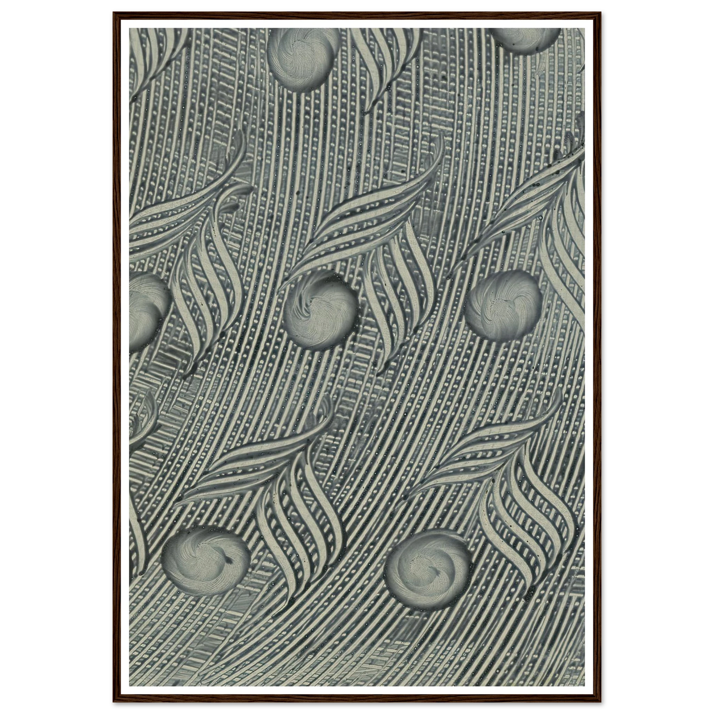 Kleisterpapier mit Verdrängungsdekor (Pfauenfedern) (1890) Art Print | Anker Kyster - Framed Poster - 30x40 cm / 12x16″ - Black frame