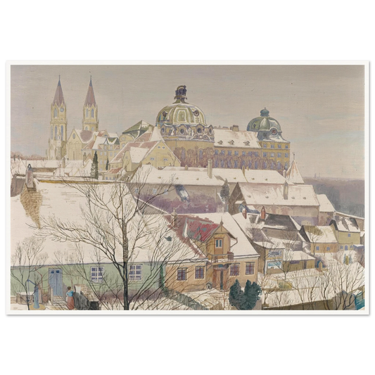 Klosterneuburg im Winter (1924) Art Print | Max Kahrer - Framed Poster - 30x40 cm / 12x16″ - Black frame