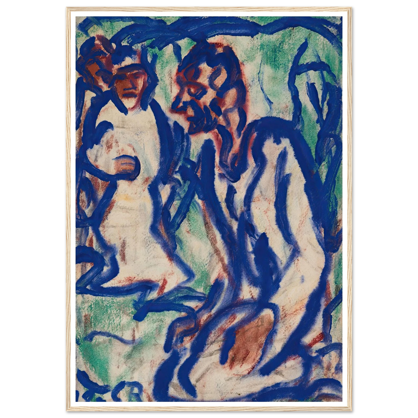 Kniender (1918) Art Print | Christian Rohlfs - Framed Poster - 30x40 cm / 12x16″ - Black frame