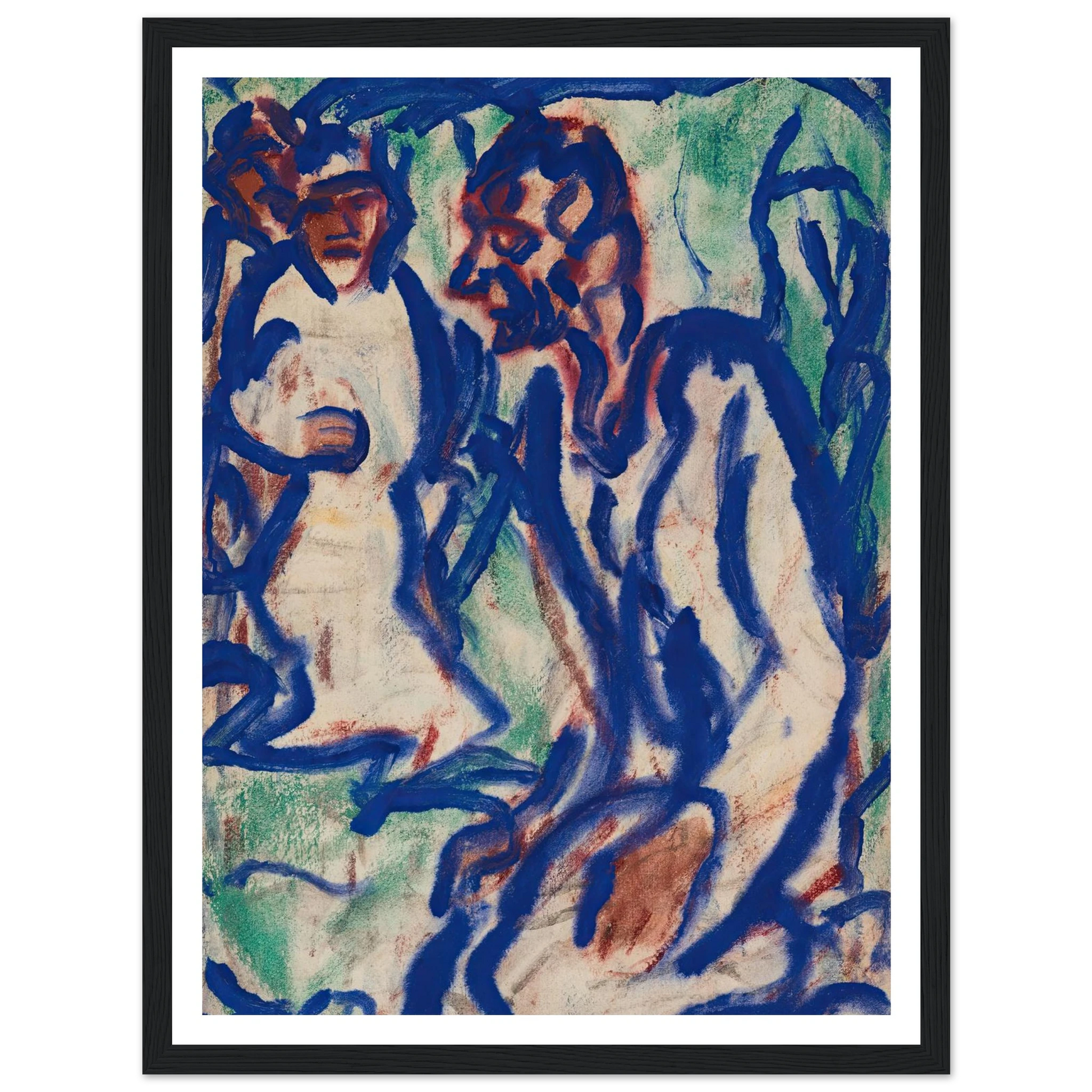 Kniender (1918) Art Print | Christian Rohlfs - Framed Poster - 30x40 cm / 12x16″ - Black frame