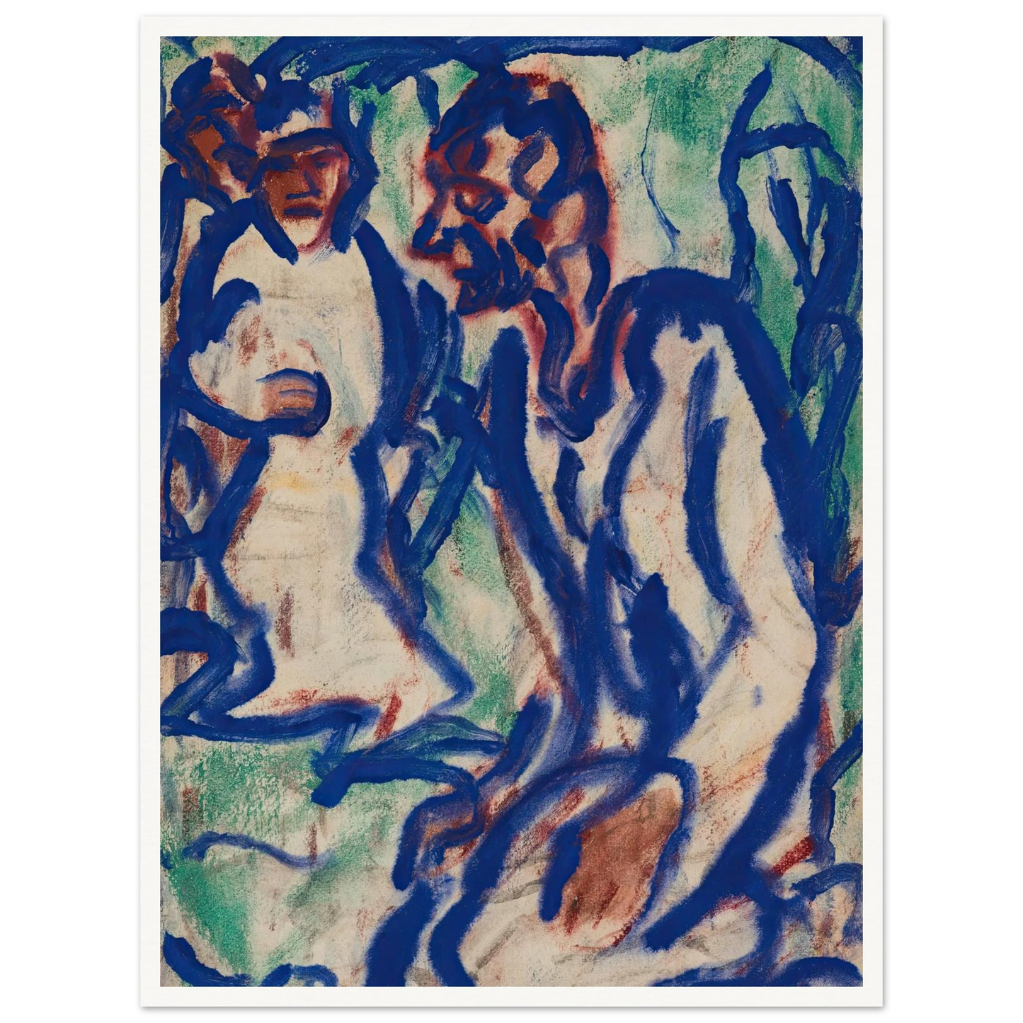 Kniender (1918) Art Print | Christian Rohlfs - Framed Poster - 30x40 cm / 12x16″ - Black frame