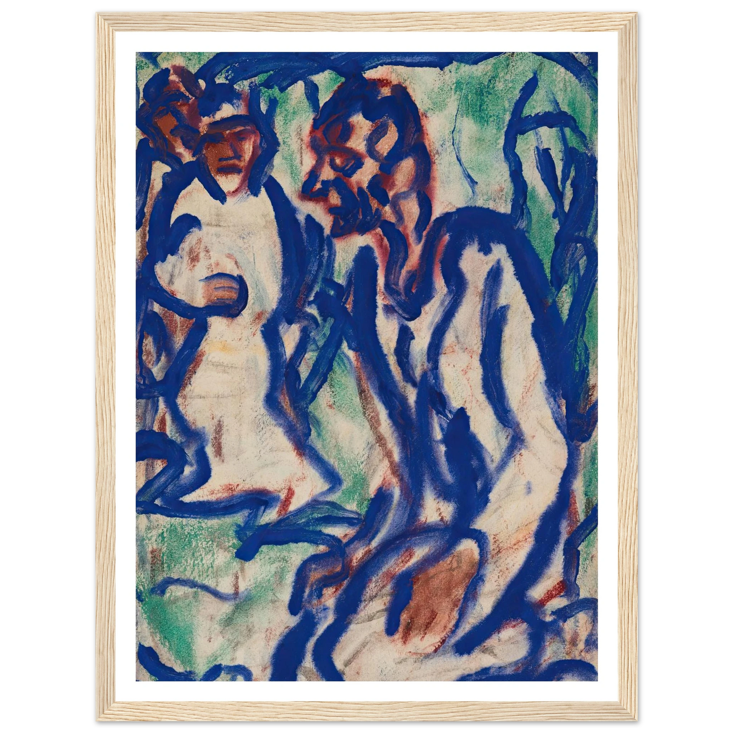 Kniender (1918) Art Print | Christian Rohlfs - Framed Poster - 30x40 cm / 12x16″ - Black frame