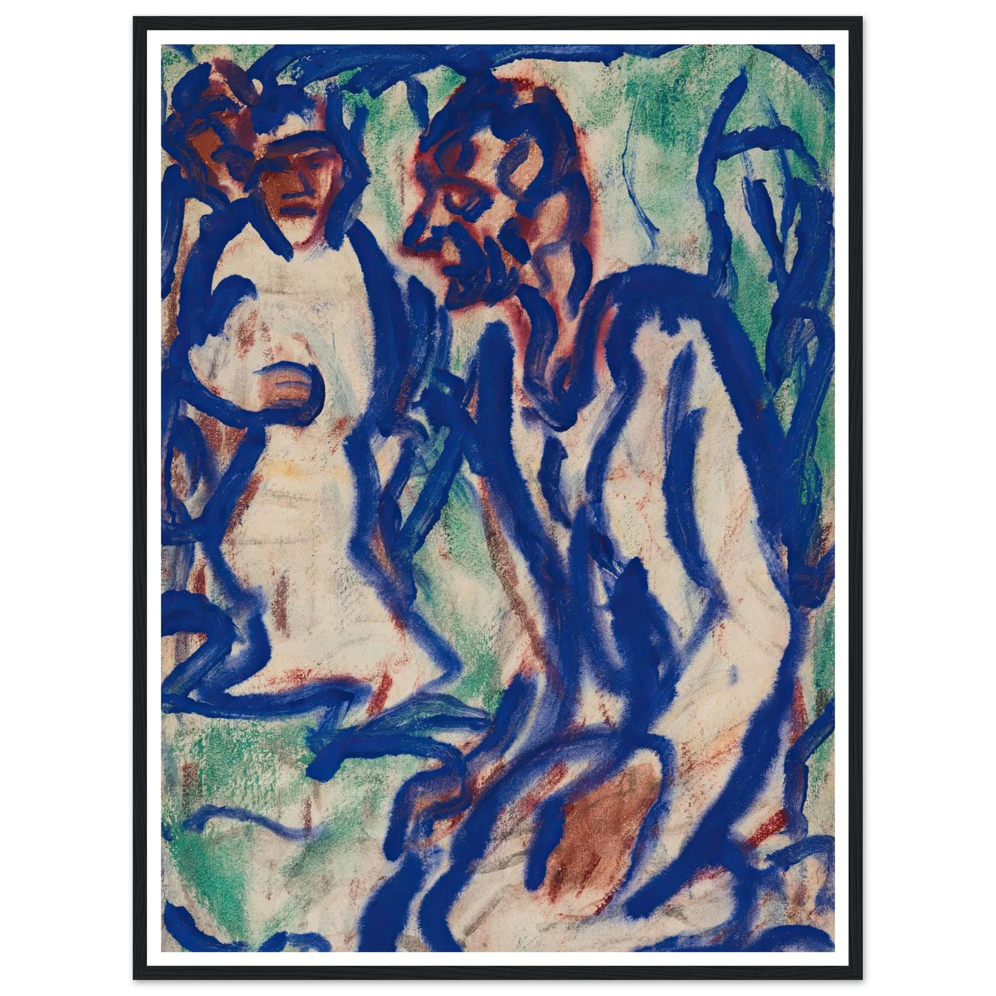 Kniender (1918) Art Print | Christian Rohlfs - Framed Poster - 30x40 cm / 12x16″ - Black frame