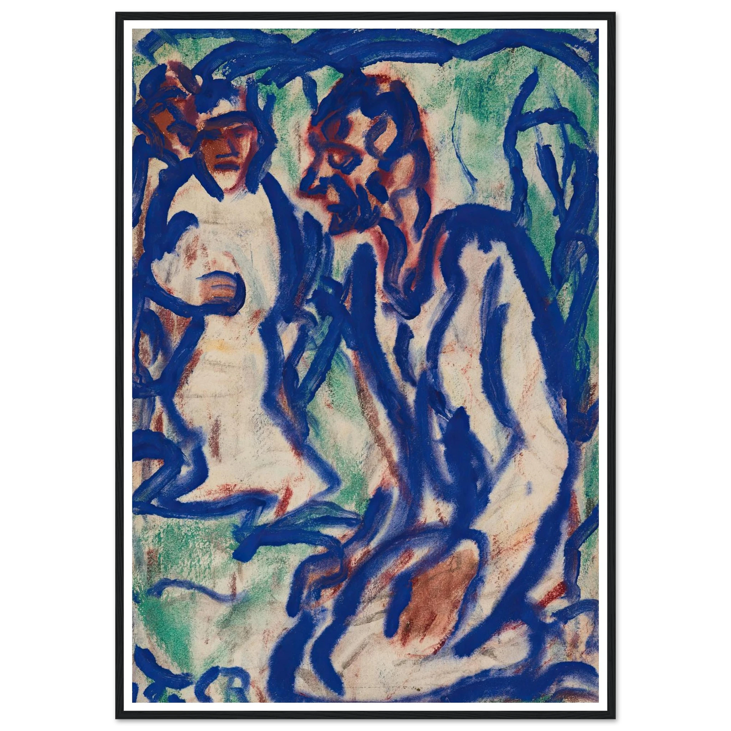 Kniender (1918) Art Print | Christian Rohlfs - Framed Poster - 30x40 cm / 12x16″ - Black frame