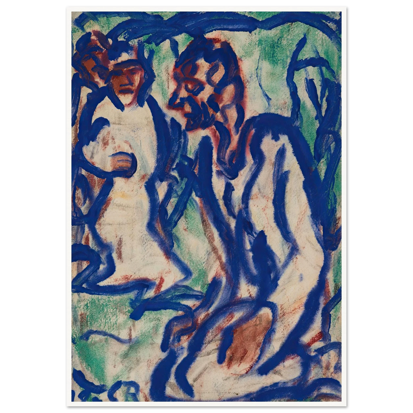 Kniender (1918) Art Print | Christian Rohlfs - Framed Poster - 30x40 cm / 12x16″ - Black frame