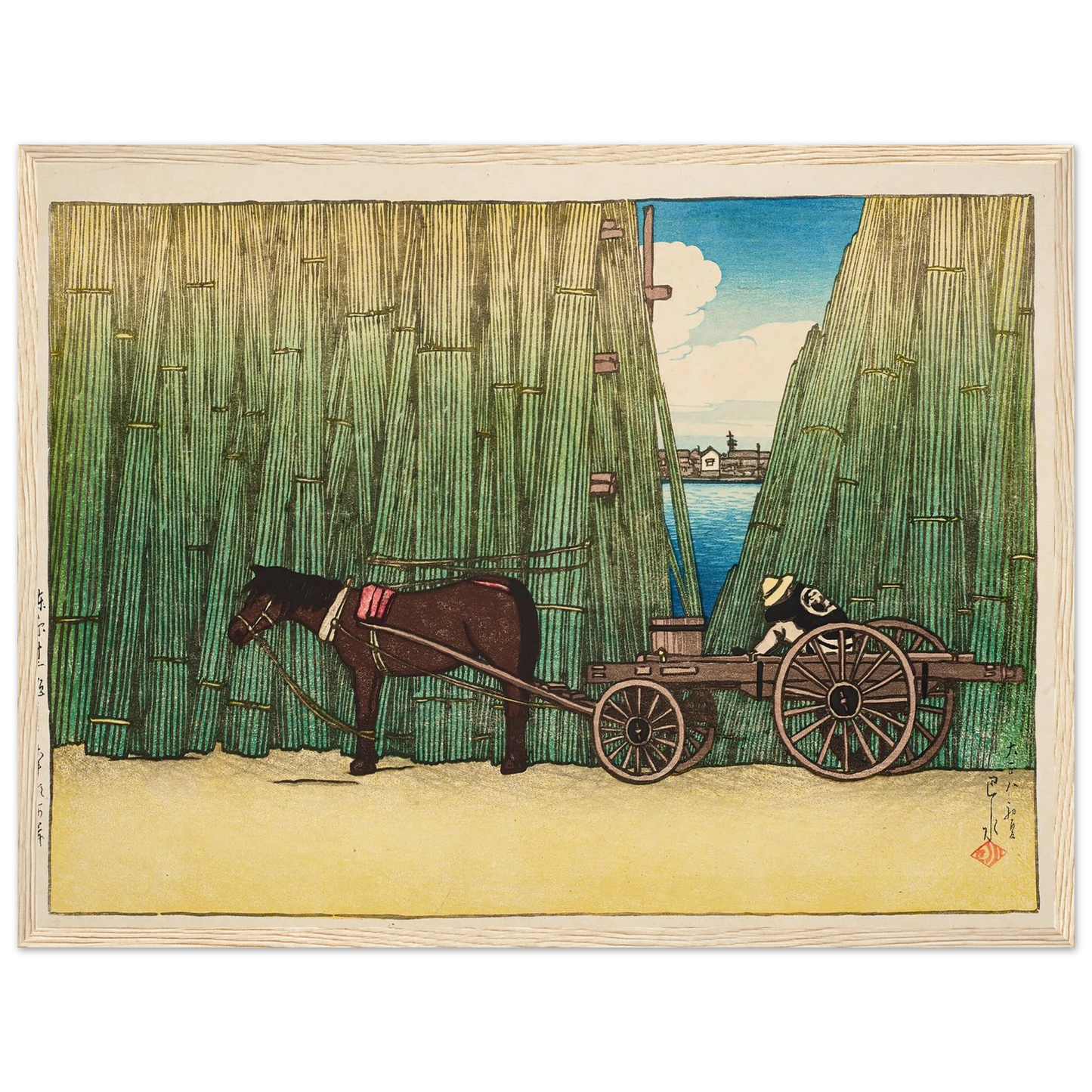 Komagata kashi (River bank, Komagata) (1919) Art Print | Kawase Hasui - Framed Poster - 30x40 cm / 12x16″ - Black frame